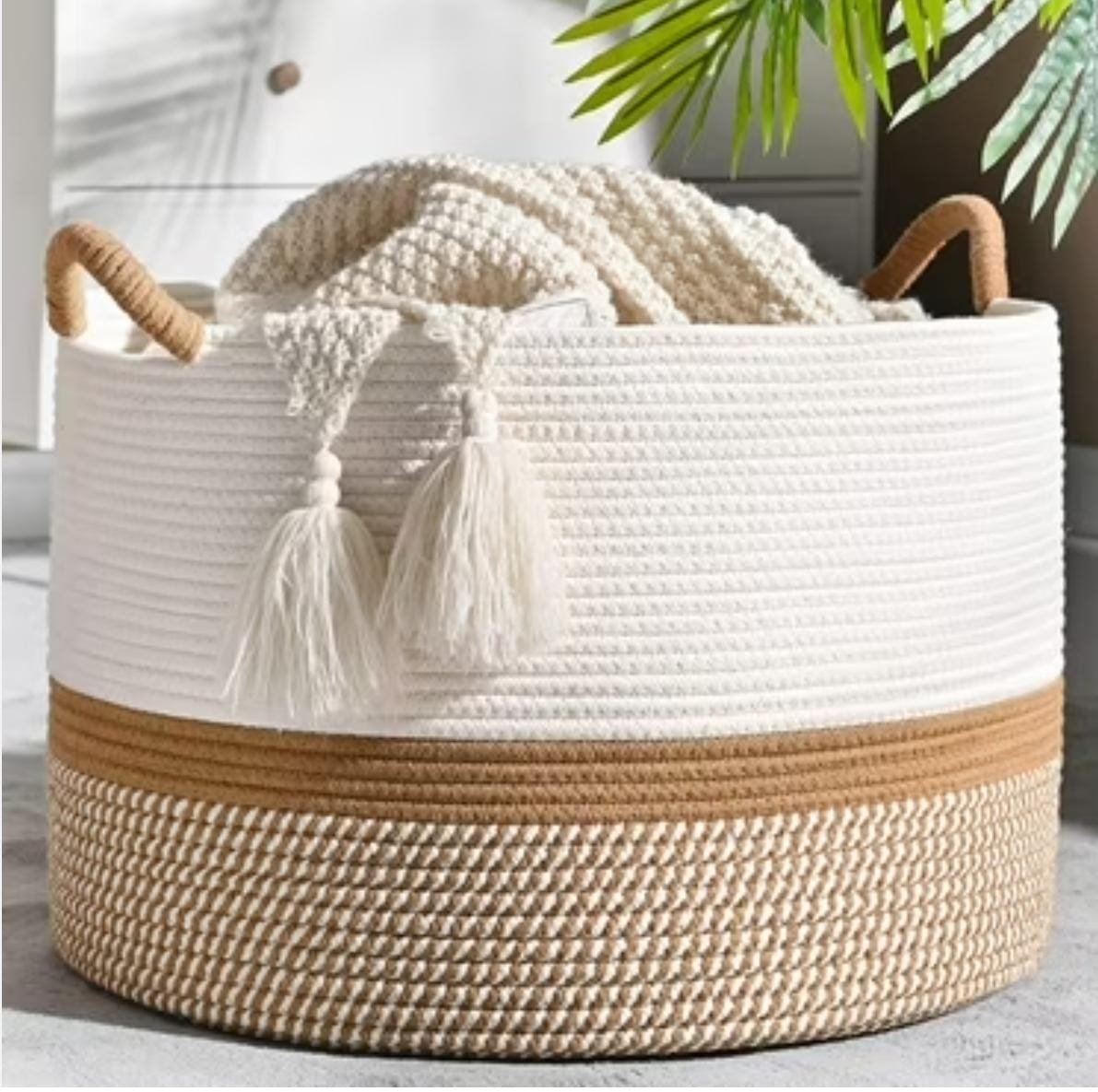 Cotton rope wooven storage basket